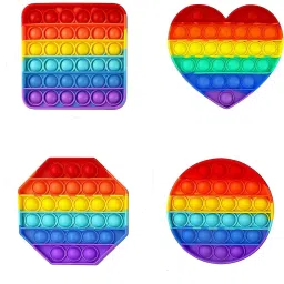 Pop It Fidget Toys, Push Pop Bubble Fidget Sensory Toy, Autism Special Needs Silicone Stress Relief Toy, Great Fidget Toy Sensory Toys Novelty Gifts for Girls Boys Kids Adults (4 PCS MIX DESIGNS) (MADE IN INDIA)-26