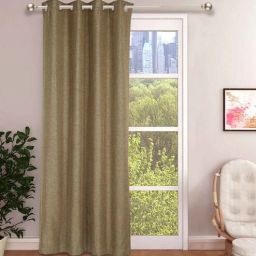 the conversion Brown Premium Jute Solid 7ft Light Filtering Eyelet Longdoor Curtain (1 Pc)-picture-43