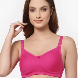 Floret Set Of 2 Magenta & Rose Solid Non-Wired Non Padded Minimizer Bra T3033 image 4
