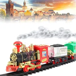 vikrida Choo Choo Classic Train Set Toy Battery Operated with Smoke & Track Set image 2