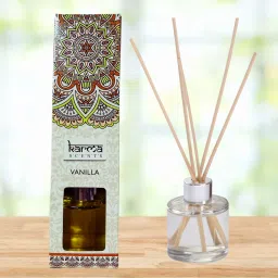 Sim & Ross | Vanilla Reed Diffuser Set | Includes 5 Wooden Reed Sticks | 50ml | Toxin Free & Calming Effect, Room Freshener for Home, Bedroom, Bathroom, and more Diffuser-91