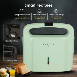 solara by solara Sandwich Maker and Toaster,700W Nonstick electric Bread Toaster Griller 4 slices Toast image 3