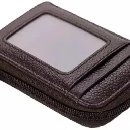 Men Brown Genuine Leather RFID Card Holder - Mini-image-26