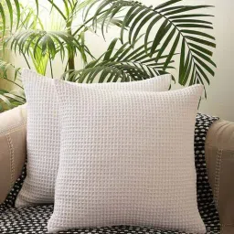 jamio firati White Textured Geometric Cotton 18 x 18 Inch Cushion Covers (Set of 2)-picture-21