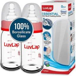 Essential Slim Neck Glass Feeding Bottle, Upto 3 Years with Anti Colic Nipple - 125 ml-17
