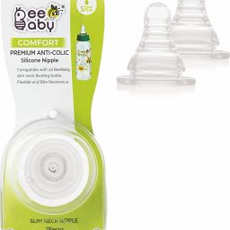 Soft Peristaltic Silicone Nipple/Teats For Standard/ Slim Neck with Carry case. Slow Flow. Pack of 2. Slow Flow Nipple-image-2