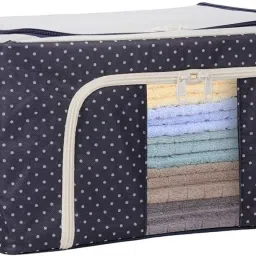 E Solutions Steel frame Double Opening WARDROBE ORGANISER/LIVING BOX-722(66LITERS)multicolor Poly-canvas Laundry Bag-picture-37