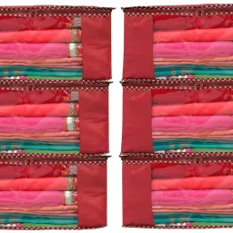 Viskri Set Of 6 Non Woven With Window Saree cover Wardrobe Organizer Clothes cover Polyester Laundry Bag-picture-39