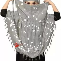 Printed Cotton Blend Women White Fancy Scarf, Scarf, Stole, Faux Turtleneck Neck Cover-image-9