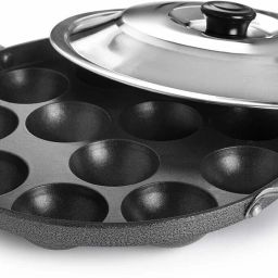 3mm Nonstick Appam Patra (12 Cavity) Hammer Tone Coating Paniarakkal with Lid Paniarakkal with Lid 12 L capacity 21 cm diameter-14