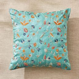 Home Centre Velour Green & Orange Embroidered Square Cushion Covers-23