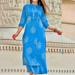 Rimeline Floral Printed Sequinned Pure Cotton Kurta-picture-8