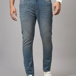 JADE BLUE Men Slim Fit Light Fade Stretchable Jeans-image-54