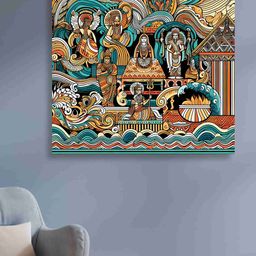 Aura Blue & Silver-Toned Abstract Paintings Wall Art-image-88