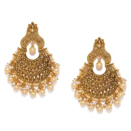 Zaveri Pearls Gold-Plated Crescent Shaped Chandbalis-43