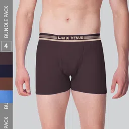 LUX VENUS Men Pack Of 4 Assorted Pure Cotton Trunks-picture-52