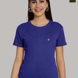Friskers Women Blue & Olive Green 2 Slim Fit T-shirt-image-92
