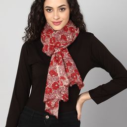 Aditi Wasan Women Red & Cream-Coloured Printed Stole-13