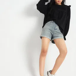 StyleCast X SERA Women High-Rise Denim Denim Shorts-image-98