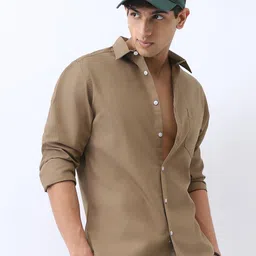 Urbano Fashion Men's Light Brown Cotton Full Sleeve Regular Fit Casual Solid Shirt-image-32