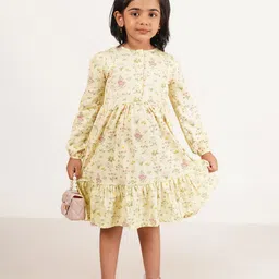 JusCubs Girls Floral Print Puff Sleeve A-Line Dress-picture-16
