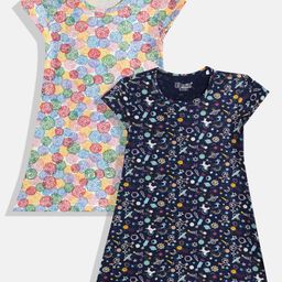 Eteenz Girls Set of 2 Conversational Printed A-Line Dress-7