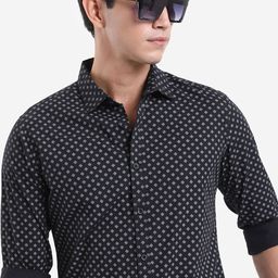 HIGHLANDER Micro Ditsy Printed Slim Fit Opaque Cotton Casual Shirt-image-20