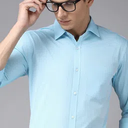 Park Avenue Men Blue & White Slim Fit Printed Formal Shirt-image-37