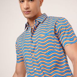 HIGHLANDER Slim Fit Geometric Printed Cotton Casual Shirt-image-75