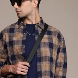 Roadster Textured Self Design Tartan Checks Casual Shirt-image-23