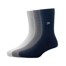Peter England Men Pack of 3 White & Grey Calf Length Socks-24
