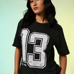 HRX by Hrithik Roshan Women Typography Printed Relaxed Fit Pure Cotton T-shirt-picture-37