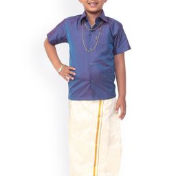 Thangamagan Boys Purple & White Solid Shirt and Veshti-image-26