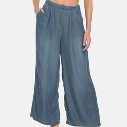 Go Colors Women Blue Solid Denim Wide Leg Palazzos-picture-54