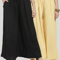Clora Creation Women Pack Of 2 Solid Wide Leg Palazzos-image-63
