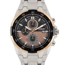 Titan Octane Men Black & Rose Gold-Toned Dial Chronograph Watch 90044KM04-30