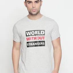 GIORDANO Men Grey Slim Fit Printed Round Neck Pure Cotton T-shirt-image-37