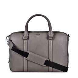 Eske Men Grey Solid Leather Laptop Bag-image-4