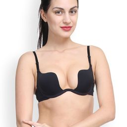 PrettyCat Black Solid Underwired Lightly Padded Push-Up Bra PCBR20306536A-picture-2