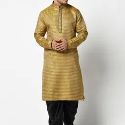 DEYANN Men Yellow & Black Solid Kurta with Patiala-picture-10