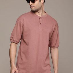 The Roadster Life Co. Henley Neck Drop-Shoulder Sleeves Pure Cotton T-shirt-picture-21