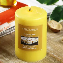 HOSLEY Yellow Solid Lemon Bar Highly Fragranced Pillar Candles-14