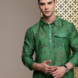 House of Pataudi Animal Graphic Printed Jashn Kurta-picture-6