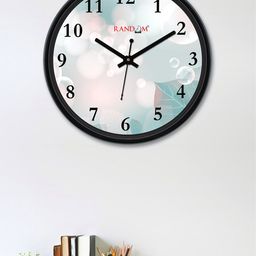 RANDOM Off-White & Green Round Printed 30 cm Analogue Wall Clock-48