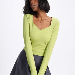glitchez Flattering Ribs Sweetheart Neck Crop Top-image-18