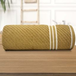 Athom Living Beige 380 GSM Striped Bath Towel-image-61