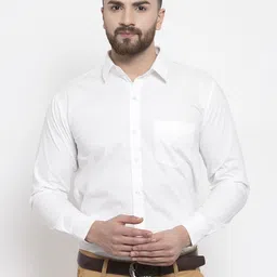 Hancock Men White Slim Fit Solid Formal Shirt-image-29