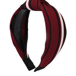 BuckleUp Women Maroon & Black Striped Knot Detailed Hairband-26