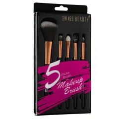 SWISS BEAUTY Set of 5 Makeup Brushes - Golden-16