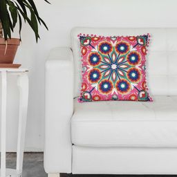 Chumbak Pink Single Embroidered Square Cushion Cover-25